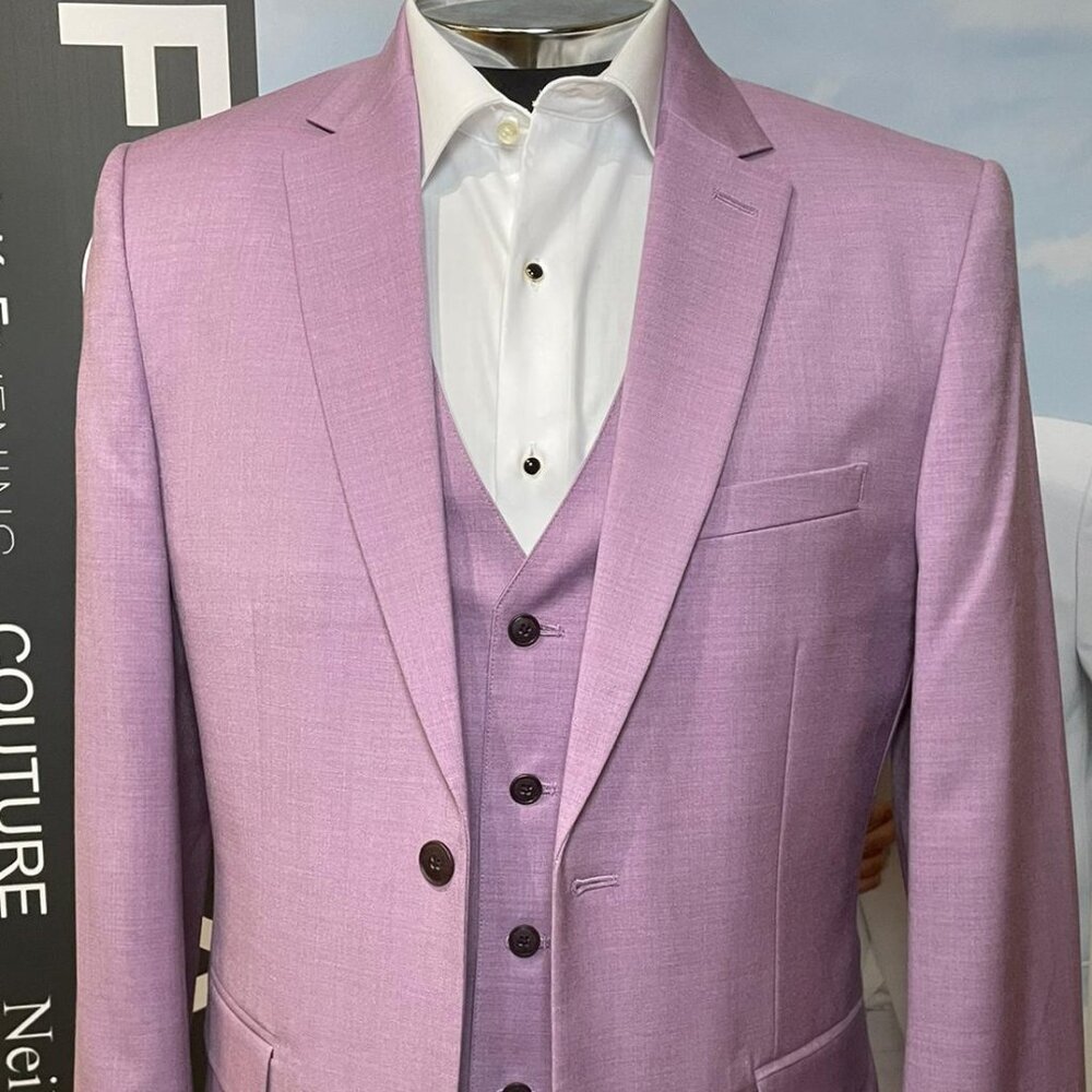 SUIT: COAT' PANT; VEST VIOLET COLORED DESGNER SUIT BY COUTURE 1910